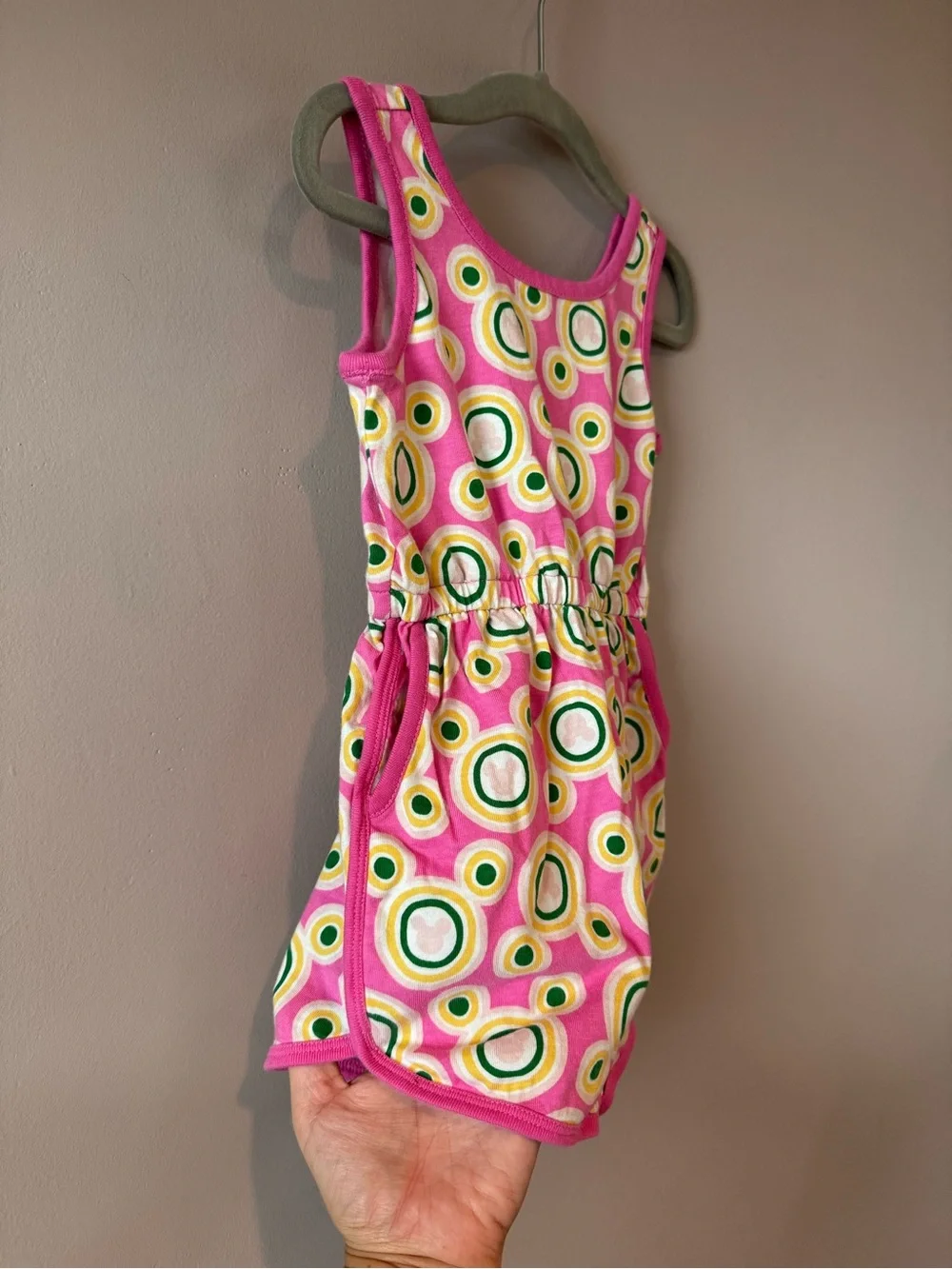 Hanna Andersson x Disney Pink Hidden Icon Mickey Pocket Shorts Romper 3T